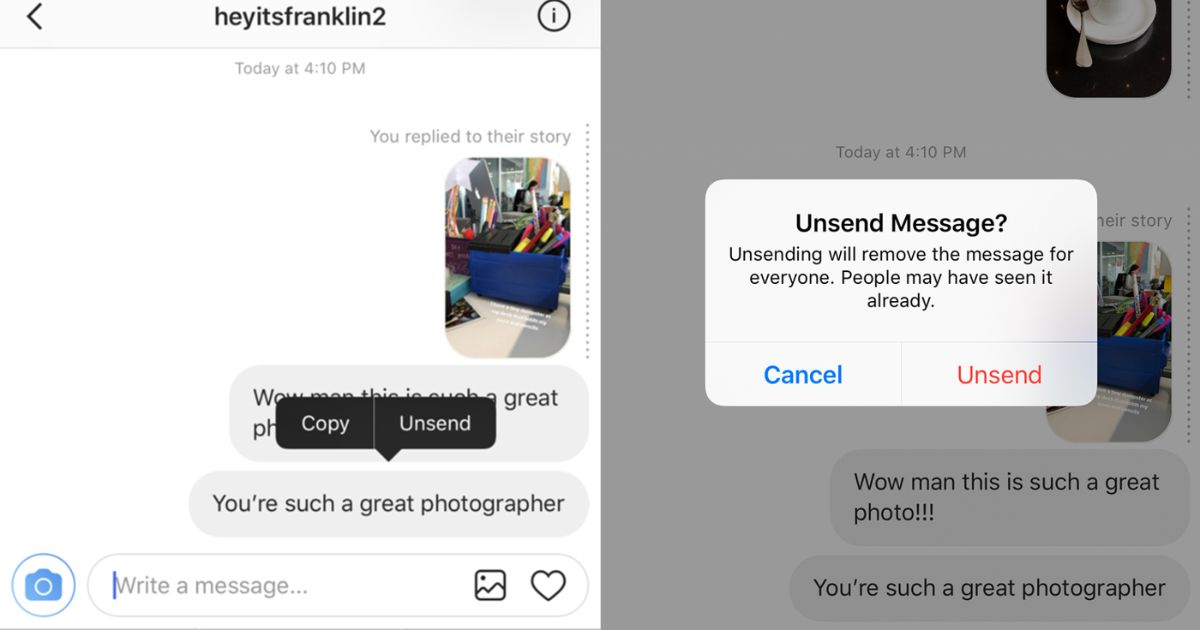 The Mechanics of Unsending a Message on Instagram
